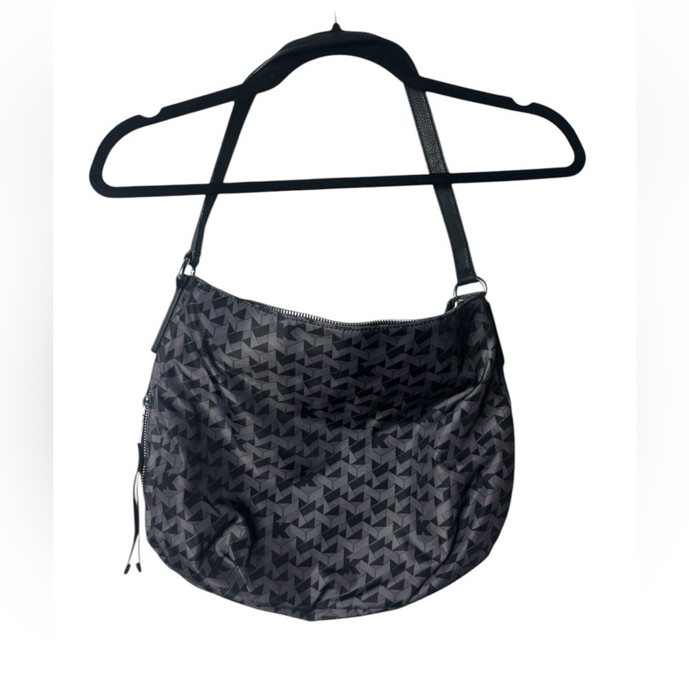 Kipling Zip Expandable Shoulder Handbag Gray Geometric Hardware HB7006 Washable
